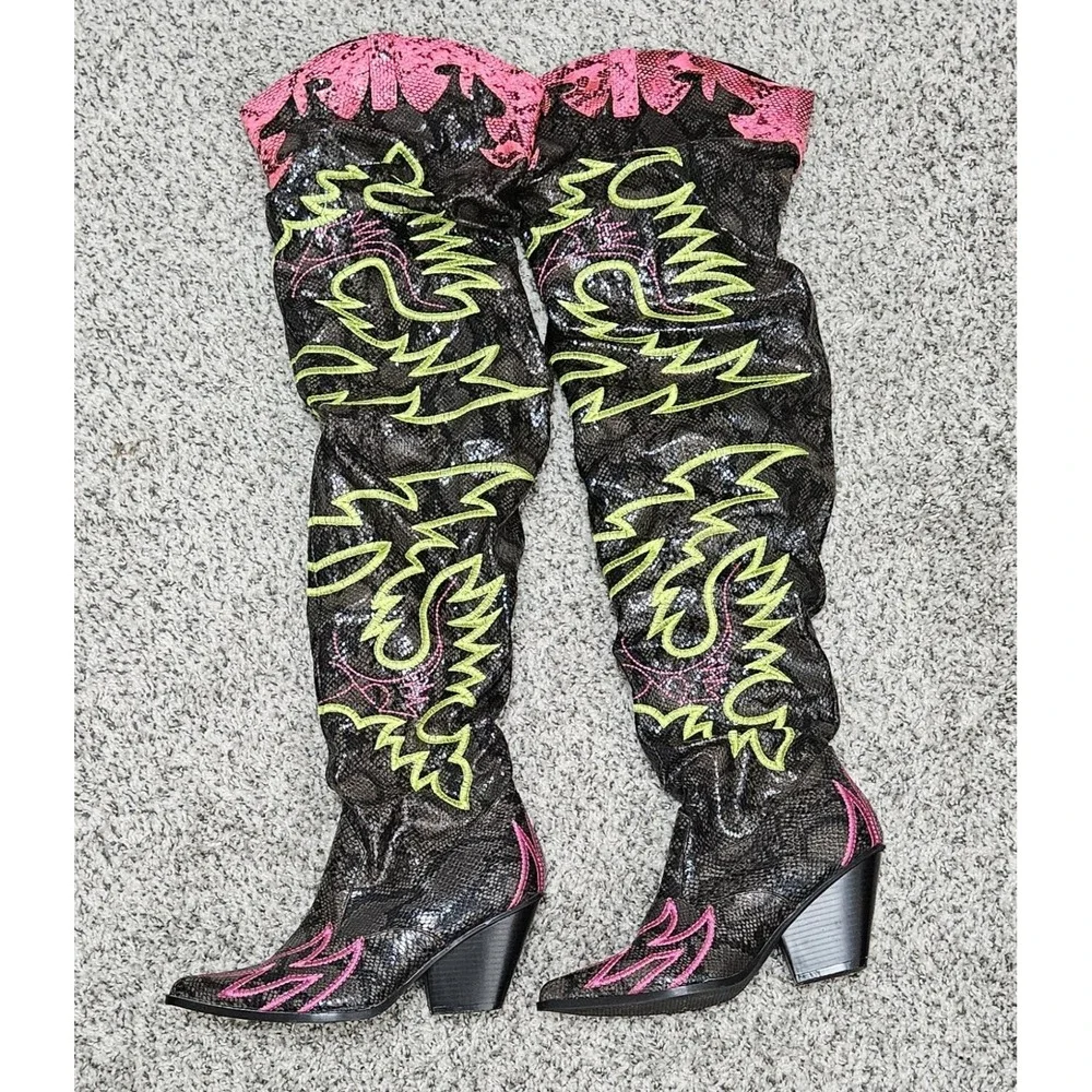 Cape Robbin Kelsey-21 Rock Star Slouchy Cowboy Western Thigh High Boots Size 8.5